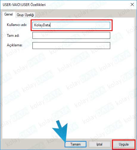 Windows Kullanıcı Adını Değiştirme