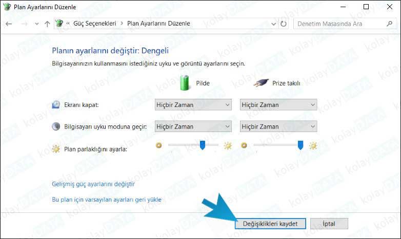 Uyku Modunu Kapatmak