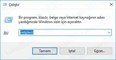 Windows 10 Giriş Şifresini Kaldırma