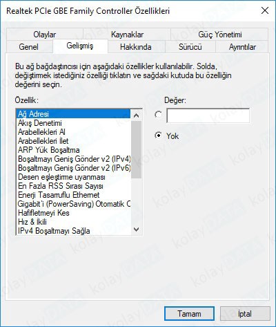 MAC Adresi Değiştirme