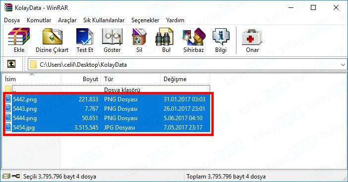rar zip şifre koyma