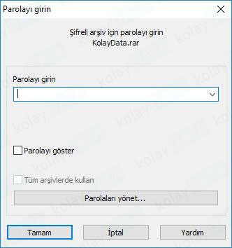 rar zip şifre koyma
