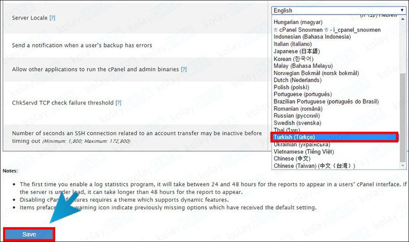 WHM Türkçe Nasıl Yapılır