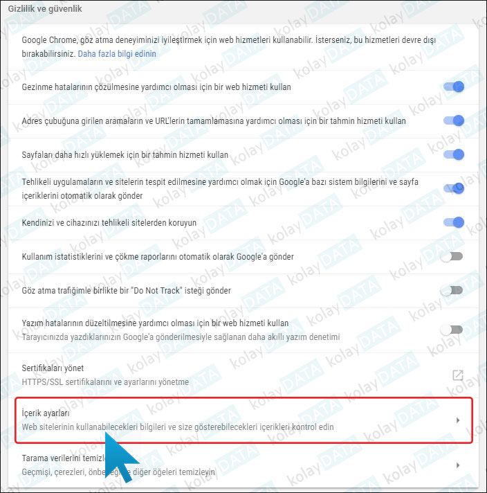 Google Chrome Bildirimleri Kapatmak