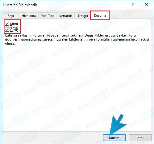 EXCEL'de Formülleri Gizleme