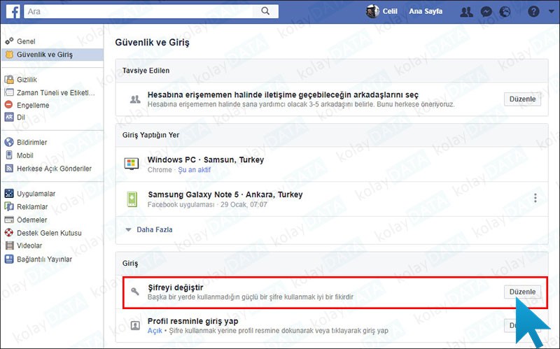Facebok Şifre Değiştirme (Bilgisayar ve Telefonda) Bilgisayarda Facebook Şifre Değiştirme