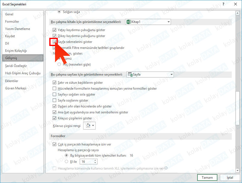 EXCEL'de Sayfaları Gizlemek