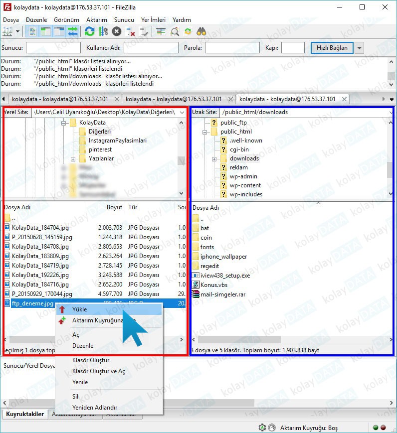 FTP ile Dosya Gönderme