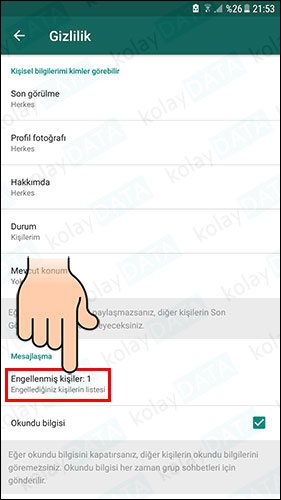 WhatsApp Kişi Engel kaldırma