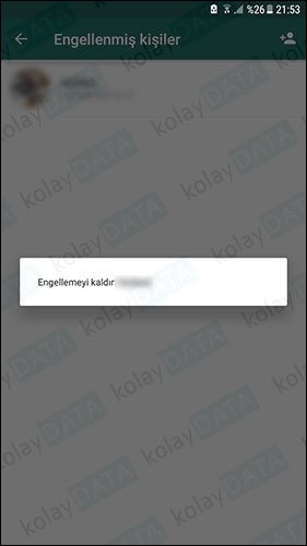WhatsApp Kişi Engel kaldırma
