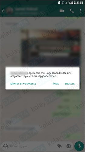 WhatsApp Kişi Engelleme