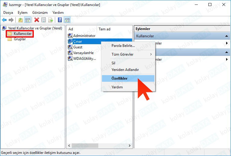 Windows'da Kullanıcının Parola Değiştirmesini Engelleme