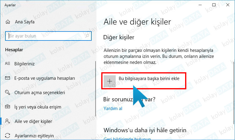 Windows'da Yeni Kullanıcı Ekleme
