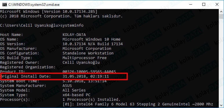 En Son Ne Zaman Windows Kurulmuş
