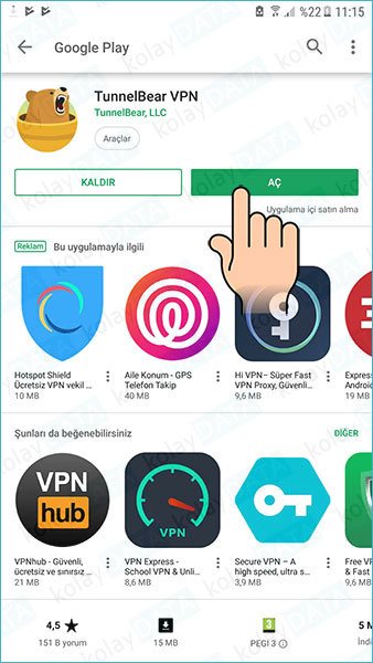 TunnelBear Nasıl Kurulur ve Kullanılır android mobil