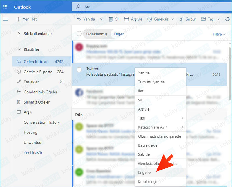 Hotmail'de İstenmeyen E-Mail'leri Engelleme