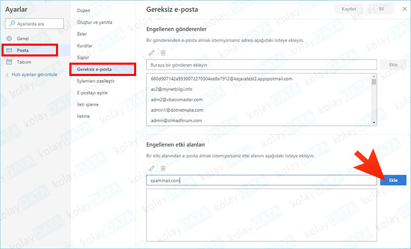 Hotmail'de İstenmeyen E-Mail'leri Engelleme