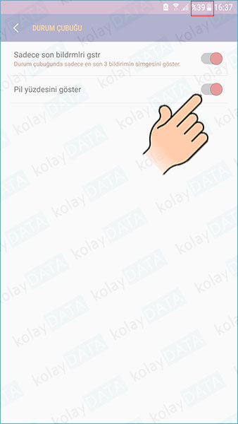 Android Telefon ve Tabletlerde Pil Yüzdesini Açmak