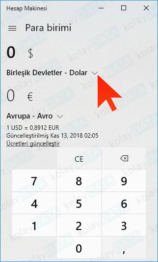 Windows 10 ile Para Birimi Dönüştürme Windows 10 ile Para Birimi Dönüştürme