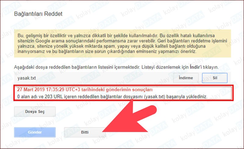 Backlinkleri Reddetmek (Disavow)